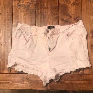 Pink stretchy jean shorts